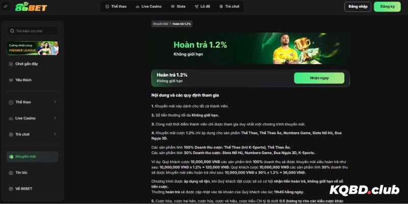 Nền tảng nêu rõ điều kiện tham gia cho từng chương trình khuyến mãi